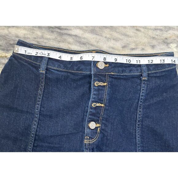 Banana Republic Button-Fly Denim Skirt Dark Wash Sz 28 - Picture 4 of 7